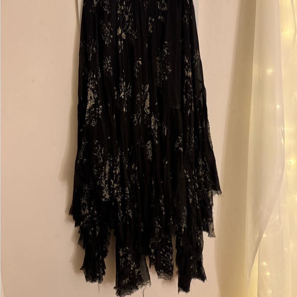 Free People Black Floral Asymmetrical Skirt